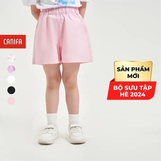 Quần short bé gái canifa quần đùi cạp chun in họa tiết 1bs24s006