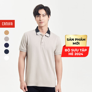 Áo polo nam canifa áo thun basic có cổ bẻ nẹp cài cúc 8tp24a005