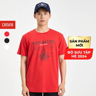 Áo phông nam canifa áo thun cộc tay in hình 8ts24s012