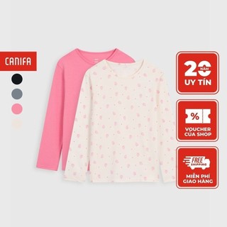 Combo 2 áo bé gái CANIFA chất liệu cotton co giãn, cổ tròn, 2 áo khác màu nhau 1IS22W001