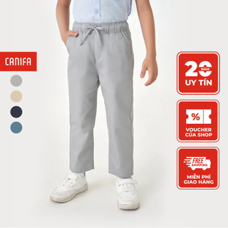 Quần khaki bé trai canifa dáng suông, cạp chun có dây rút 2bk23w003