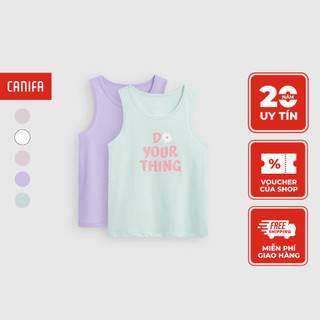 Combo 2 áo ba lỗ bé gái canifa chất liệu cotton pha 1la23s005
