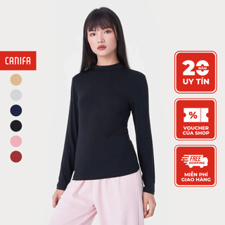 Áo giữ nhiệt nữ canifa áo mặc trong dài tay cổ ba phân 6it23w003