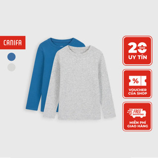 Combo 2 áo body bé trai canifa dài tay cổ tròn chất liệu cotton 2is22w002