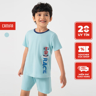 Bộ mặc nhà bé trai CANIFA in hình chất liệu cotton thoáng mát, thoải mái 2LS22S008