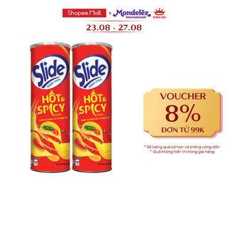 Bánh lát snack khoai tây Slide vị thơm cay, combo 2 lon x 150g