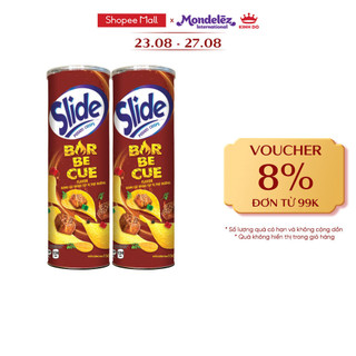 Bánh lát snack khoai tây Slide vị thịt nướng, combo 2 lon x 150g