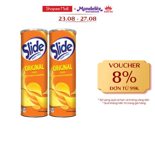 Bánh lát snack khoai tây Slide vị tự nhiên, combo 2 lon x 150g