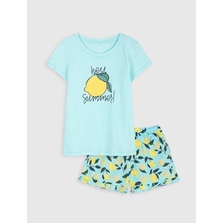 Bộ mặc nhà bé gái in hình CANIFA chất liệu cotton in hình có chứng chỉ Oekotex Dáng regular áo cổ tròn 1LS21S007