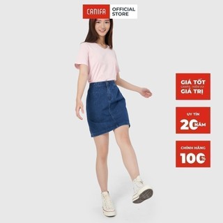 Áo phông nữ CANIFA cộc tay cổ tim kiểu dáng basic cơ bản màu hồng xanh trắng đen xám - 6TS21A002