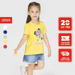 Áo phông bé gái CANIFA cotton USA in hình chuột Mickey dễ thương cộc tay cổ tròn - 1TS21S013