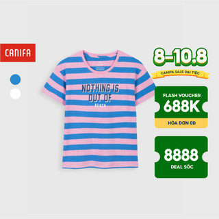 Áo phông bé gái cotton USA họa tiết kẻ ngang CANIFA - 1TS21S004