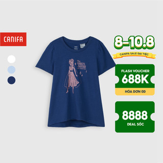 Áo phông bé gái CANIFA cotton 100% Frozen công chúa Elsa - 1TS21S010