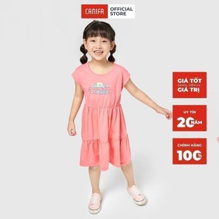 Váy bé gái CANIFA in hình dễ thương cổ tròn cộc tay màu hồng vàng xanh cam - 1DS21S011