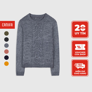 Áo len nữ CANIFA trơn dài tay cổ tròn sợi len dày pha wool - 6TE19W010