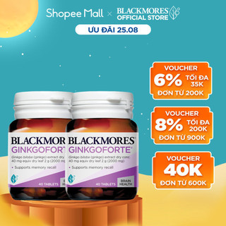 Combo 2 Viên Uống Hỗ Trợ Tuần Hoàn Máu Não Blackmores Ginkgoforte 40 Viên/Lọ