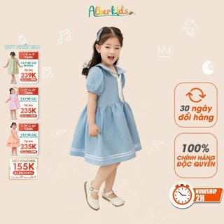 Váy bé gái ALBERKIDS cổ thủy thủ cho trẻ em 2,3,4,5,6,7,8,9,10,11,12 tuổi[V59]