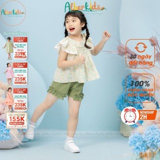 Đồ bộ bé gái ALBER sét quần áo cho bé 3 màu sắc xanh, tím, vàng mùa hè cho trẻ em 2,3,4,5,6,7,8,9,10,11,12 tuổi [SA17]