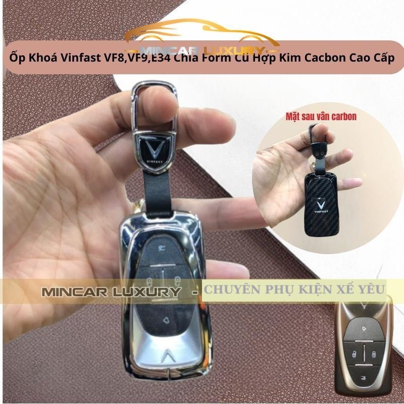 [Hàng Cao Cấp]Ốp Khoá Kim Loại Vinfast VF8,E34 Chìa Form Cũ Hợp Kim Cacbon Cao Cấp Bảo Vệ Chìa Khoá