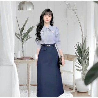 Chân váy chữ a dài 75cm chất cotton lạnh kèm túi nắp trang trí 2b1n