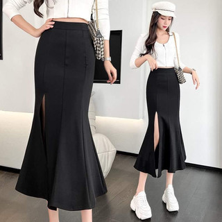 Chân váy đuôi cá dáng dài 80cm xẻ tà trước