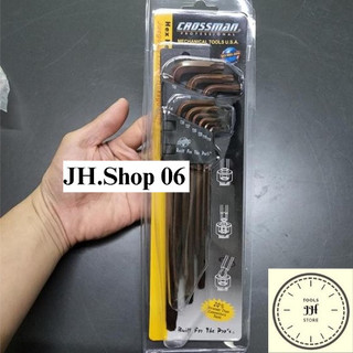 Bộ lục giác đầu bông mai 9 chi tiết crossman thép xi nâu cao cấp