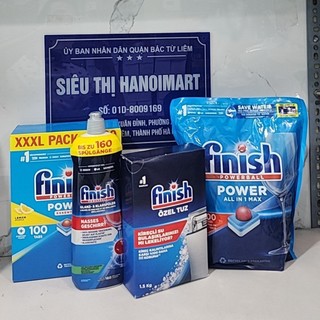 Viên rửa bát Finish All in one 100 viên 10 in 1 + muối rửa bát finish 1.2kg + Nước làm bóng khô bát chính hãng đức 800ml