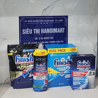 Combo 100 Viên rửa chén Finish all in one + Muối rửa chén Finish 1.2kg + Nước làm bóng finish 800ml Finish.edu.vn