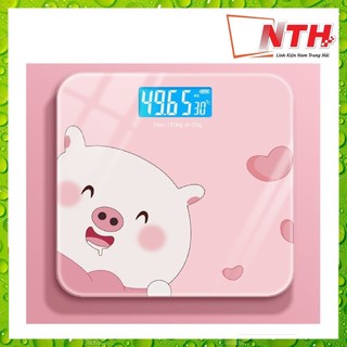 Tặng kèm thước dây - CÂN 180KG MẶT KÍNH HÌNH HEO SIÊU DỄ THƯƠNG