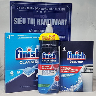 Combo Viên rửa bát Finish 90 viên + muối finish 1.5kg + nước làm bóng finish 750ml dùng cho máy rửa chén bát