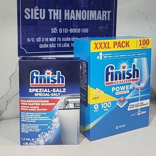 Combo Viên rửa chén Finish all in one 100 Viên + Muối rửa chén Finish 1.2kg dùng làm mềm nước cho máy rửa chén