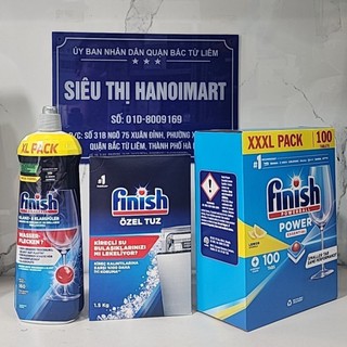 Combo 100 viên Finish All in one + nước bóng Finish 800ml + 1.5kg muối rửa bát Finish dùng cho máy rửa bát chính hãng
