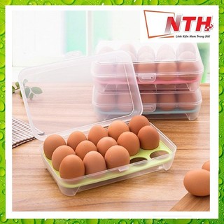 Hộp nhựa đựng trứng trong suốt 15 ô có nắp đậy