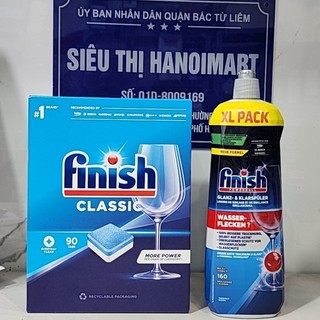Combo Viên rửa bát Finish 90 Viên + Nước làm bóng Finish 800ml, combo 110 viên finish classic + dầu bóng bát finish 750