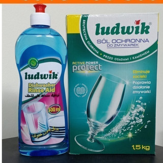 Combo 1,5kg Muối rửa bát Ludwik + chai nuớc làm bóng Ludwik 500ml