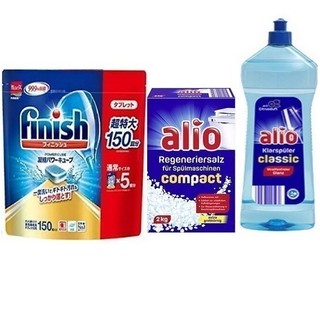 Nước làm bóng Alio 1 L + Muối rửa bát Alio 2kg + 150 Viên rửa bát Finish dùng cho máy rửa bát,combo viên muối bóng alio