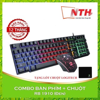 🎁TẶNG LÓT CHUỘT🎁 COMBO PHÍM CHUỘT LED ĐA MÀU R8 1910
