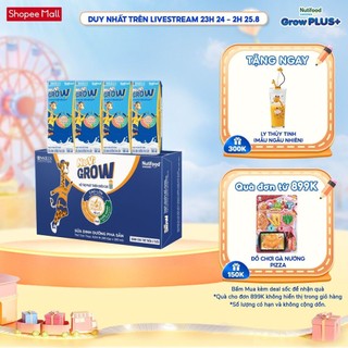 Sữa bột pha sẵn Nuvi Grow 2+ hỗ trợ phát triển chiều cao, trí não Thùng 48 hộp 180ml