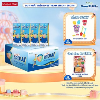 Sữa bột pha sẵn Nuvi Grow 2+ hỗ trợ phát triển chiều cao, trí não Thùng 24 hộp 180ml