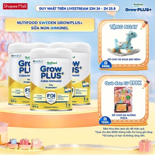 Combo 3 sữa bột nutifood sweden growplus+ sữa non immunel lon 800 g