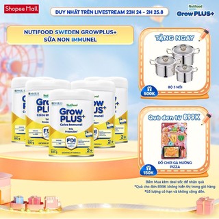 Combo 5 sữa bột nutifood sweden growplus+ sữa non immunel trên 2 tuổi lon 800g
