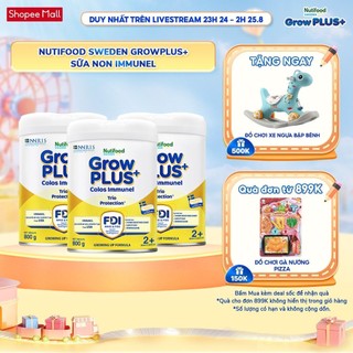 Combo 3 sữa bột nutifood sweden growplus+ sữa non immunel trên 2 tuổi lon 800 g