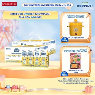 Combo 2 thùng 24 hộp sữa bột pha sẵn nutifood sweden growplus+ sữa non immunel hộp 180 ml