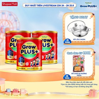 Bộ 3 hộp sữa bột nutifood growplus+ đỏ - - grow plus