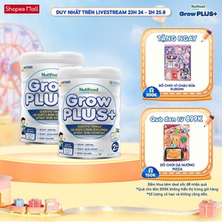Combo 2 sữa bột nutifood growplus+ trắng 850g - trên 2 tuổi