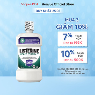 Nước súc miệng giúp răng trắng sáng tự nhiên Listerine Healthy Bright Mouthwash - Dung tích 750ml
