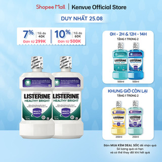 Bộ 2 Nước súc miệng làm trắng răng Listerine Healthy Bright Mouthwash 750ml/chai