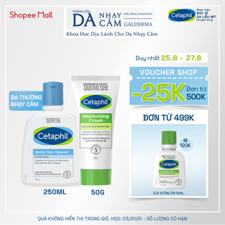 Combo Làm sạch và Dưỡng ẩm cho da nhạy cảm Cetaphil Gentle Skin Cleanser 250ml + Cetaphil Moisturizing