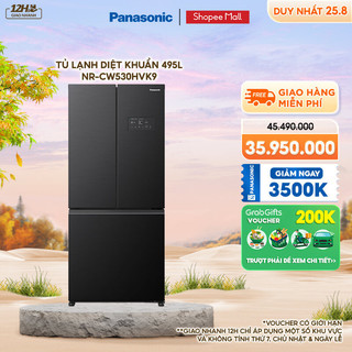 Tủ lạnh panasonic diệt khuẩn 495l nr-cw530hvk9 3 cửa-cấp đông mềm-cấp đông siêu tốc