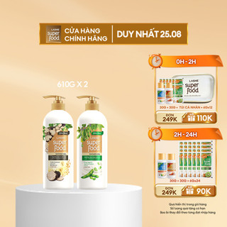 Combo sữa tắm lashe superfood dưỡng da tươi trẻ 610g + sữa tắm lashe superfood dưỡng da căng bóng 610g